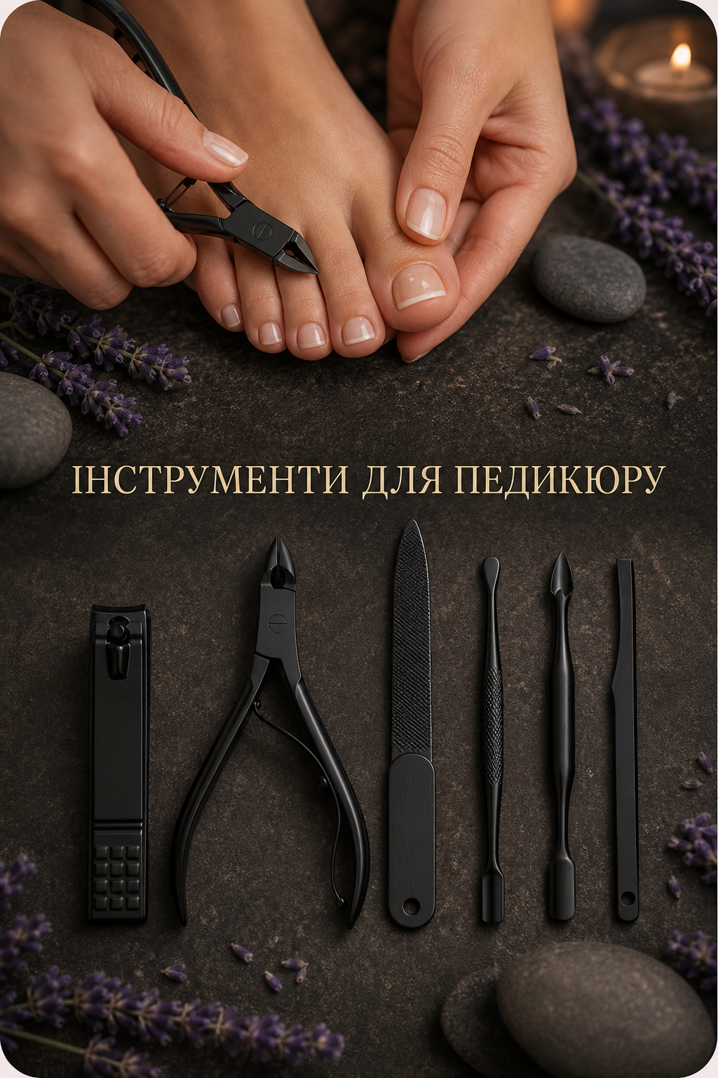 Інструменти набору для догляду за педикюром